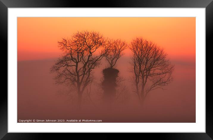 Trees in mist Framed Mounted Print by Simon Johnson
