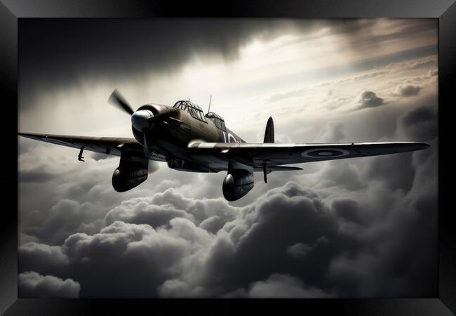 A second world war plane in the dramatic sky. Framed Print by Michael Piepgras