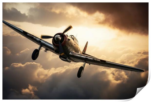 A second world war plane in the dramatic sky. Print by Michael Piepgras