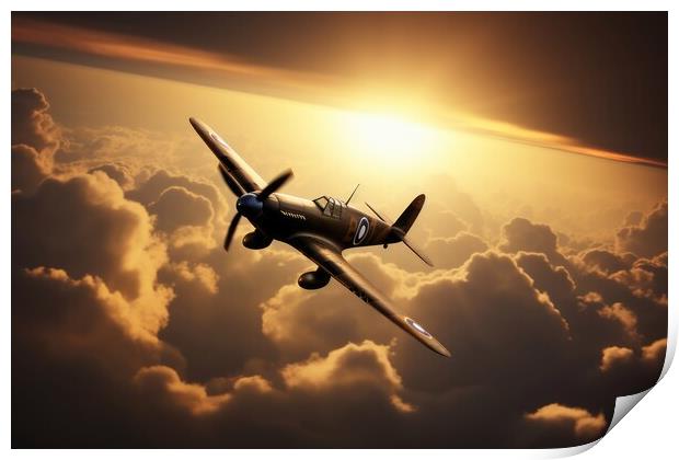 A second world war plane in the dramatic sky. Print by Michael Piepgras