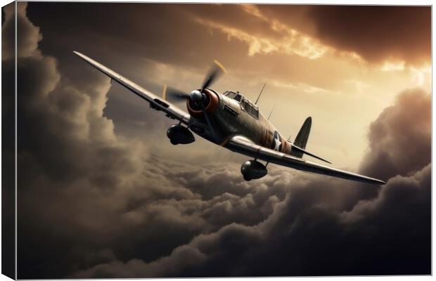 A second world war plane in the dramatic sky. Canvas Print by Michael Piepgras