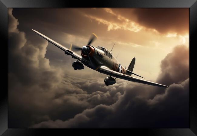 A second world war plane in the dramatic sky. Framed Print by Michael Piepgras