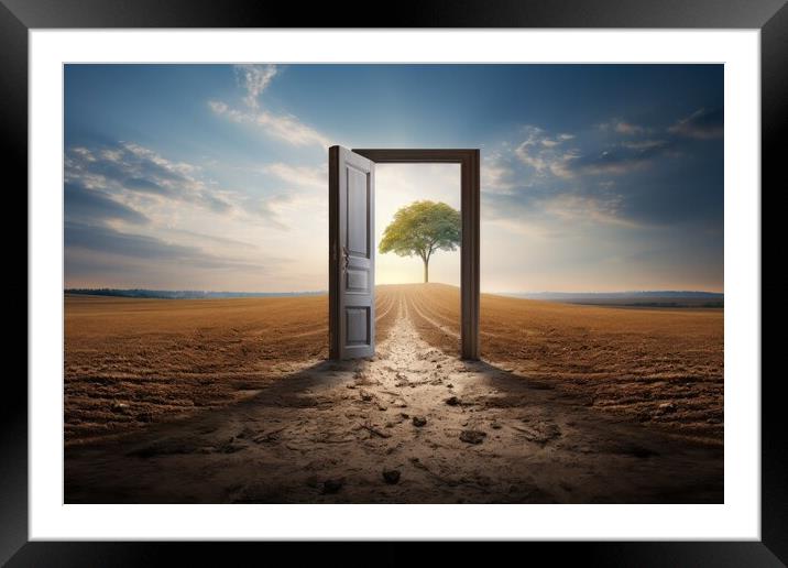 An open door showing the path to a new land. Framed Mounted Print by Michael Piepgras