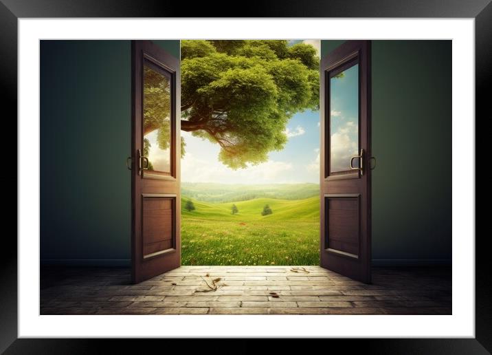 An open door showing the path to a new land. Framed Mounted Print by Michael Piepgras