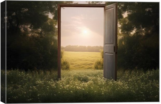 An open door showing the path to a new land. Canvas Print by Michael Piepgras