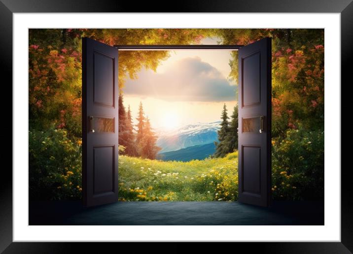 An open door showing the path to a new land. Framed Mounted Print by Michael Piepgras