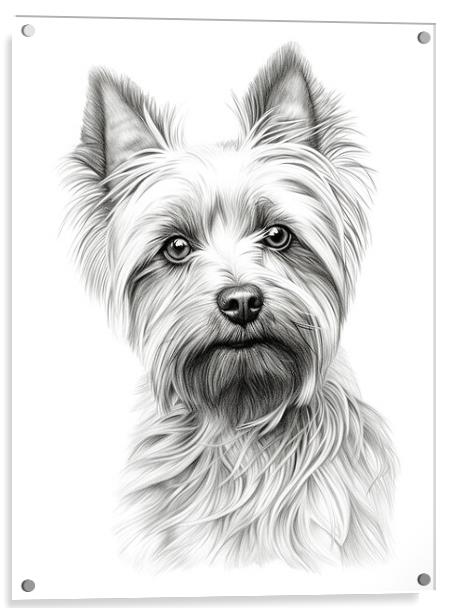Australian Silky Terrier Pencil Drawing Acrylic by K9 Art