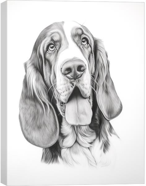 Basset Bleu De Gascogne Pencil Drawing Canvas Print by K9 Art