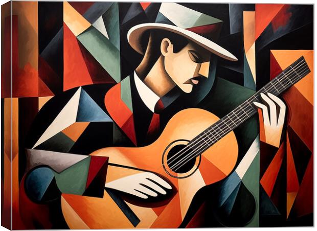 Spanish Guitar Player Cubism Canvas Print by Steve Smith