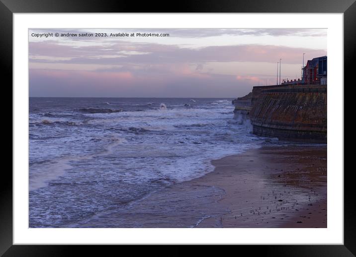 SUNSET SEA  Framed Mounted Print by andrew saxton