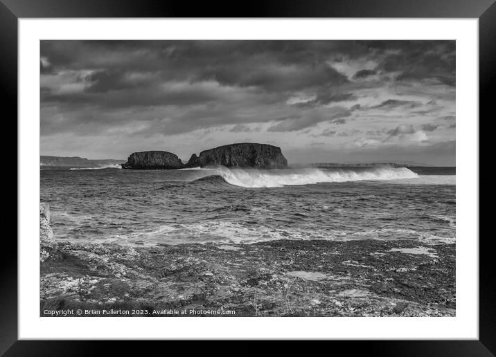 Sheep Island Monochrome Framed Mounted Print by Brian Fullerton