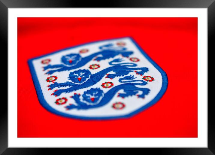 England Three Lions Shirt Badge Framed Mounted Print by Andy Evans Photos
