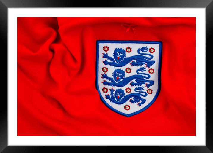 England Three Lions Shirt Badge Framed Mounted Print by Andy Evans Photos