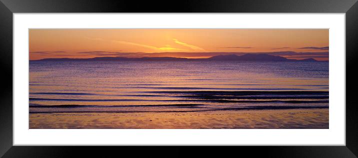 Scottish coastal sunset, Prestwick and Arran Framed Mounted Print by Allan Durward Photography