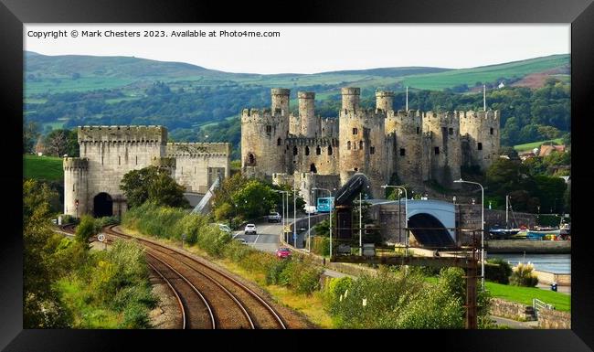 Conwy Castle and railway line  Framed Print by Mark Chesters
