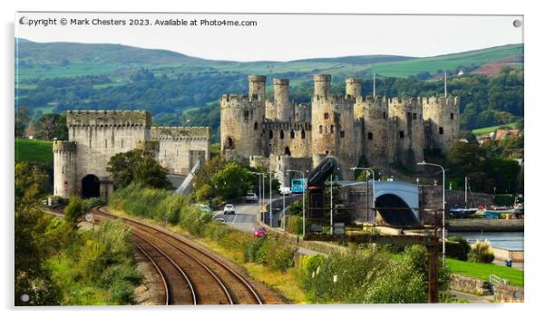 Conwy Castle and railway line  Acrylic by Mark Chesters