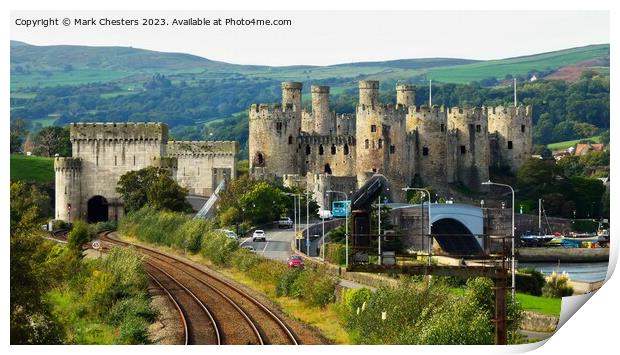 Conwy Castle and railway line  Print by Mark Chesters
