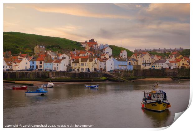 Staithes Waterfront and Beach Print by Janet Carmichael