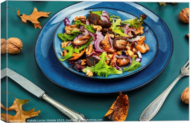 Dietetic mushroom salad with walnuts. Canvas Print by Mykola Lunov Mykola