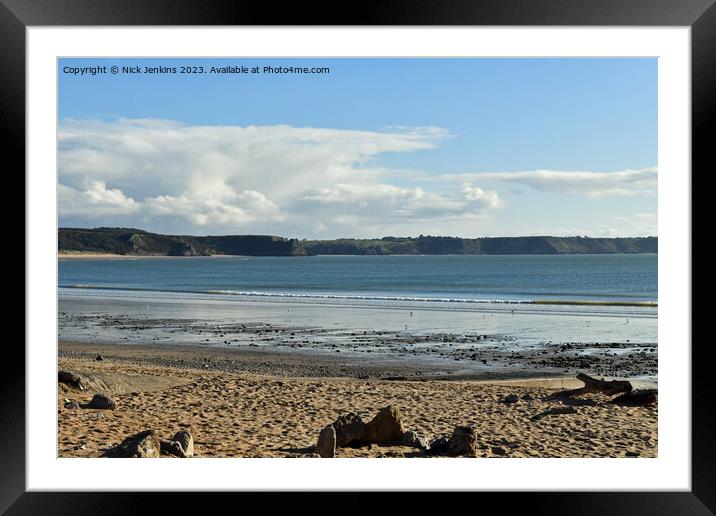 Gower Beach at Oxwich Bay in October  Framed Mounted Print by Nick Jenkins