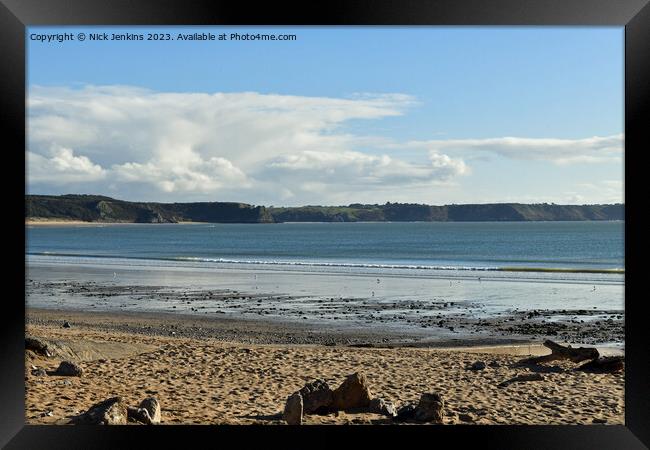 Gower Beach at Oxwich Bay in October  Framed Print by Nick Jenkins