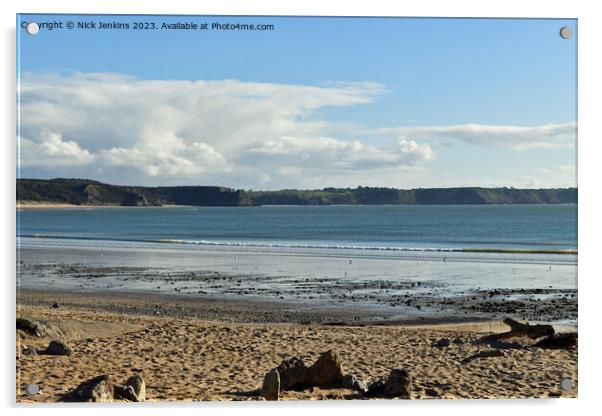 Gower Beach at Oxwich Bay in October  Acrylic by Nick Jenkins