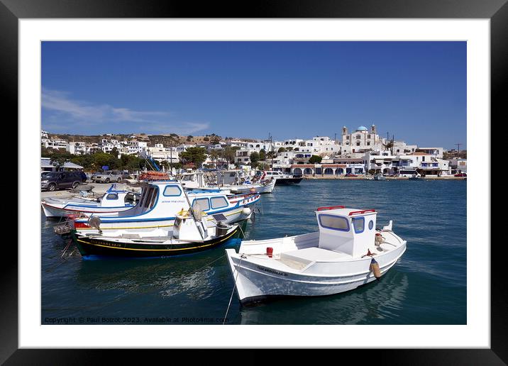 Boats at Lipsi harbour Framed Mounted Print by Paul Boizot