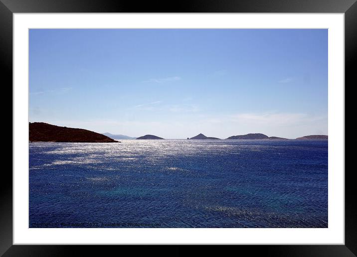 Islets in sparkling sea, Lipsi Framed Mounted Print by Paul Boizot