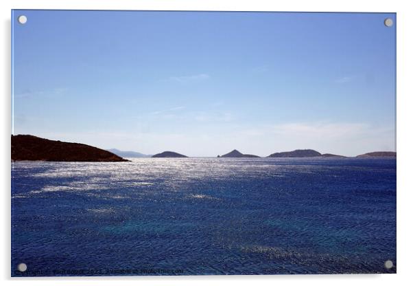Islets in sparkling sea, Lipsi Acrylic by Paul Boizot