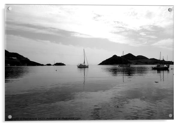 Sea reflects sky, Grikos, monochrome Acrylic by Paul Boizot