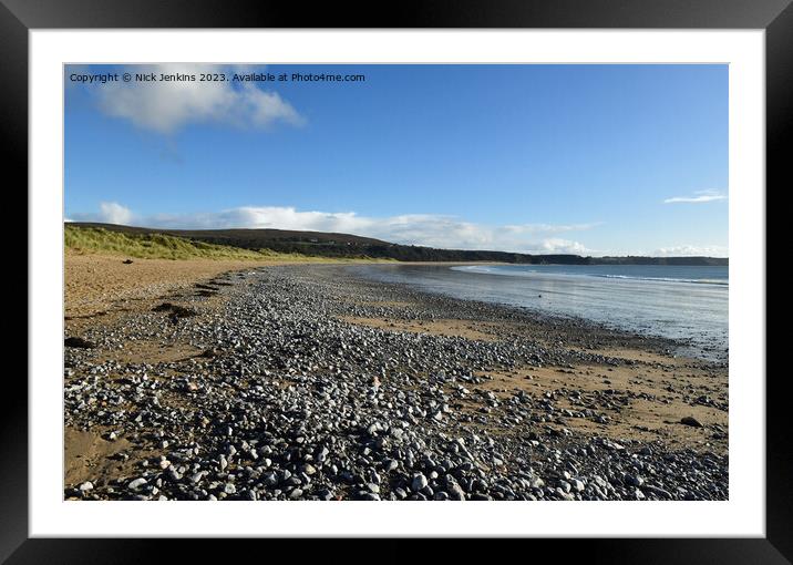 Oxwich Bay on a sunny autumn day in October 2023  Framed Mounted Print by Nick Jenkins