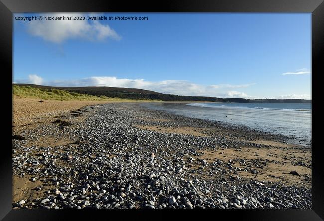 Oxwich Bay on a sunny autumn day in October 2023  Framed Print by Nick Jenkins