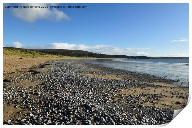 Oxwich Bay on a sunny autumn day in October 2023  Print by Nick Jenkins