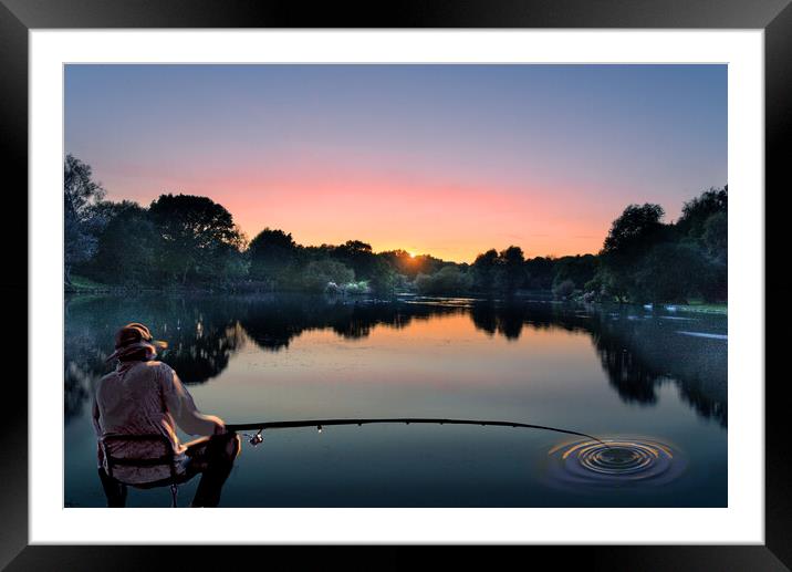 Fishing Till The Sun Goes Down Framed Mounted Print by Alison Chambers