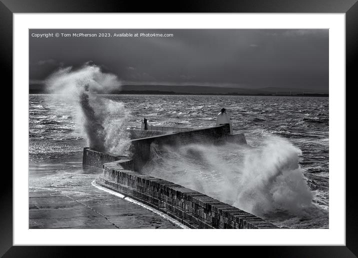Waves at Burghead Pier Framed Mounted Print by Tom McPherson
