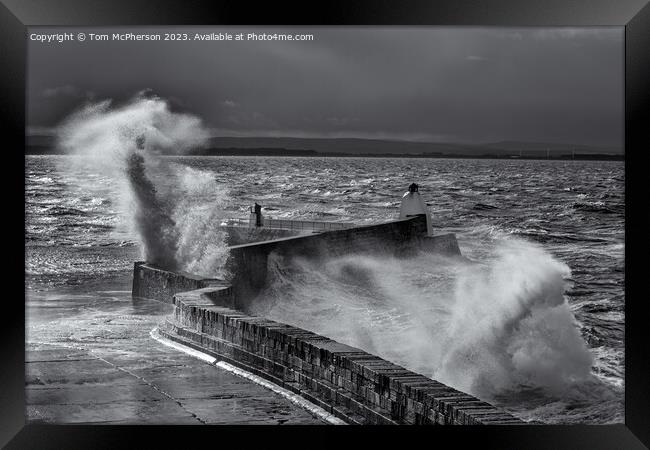Waves at Burghead Pier Framed Print by Tom McPherson