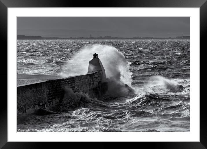 Burghead Pier Storm Framed Mounted Print by Tom McPherson