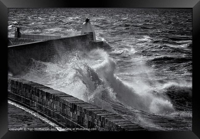 Sea Storm at Burghead Framed Print by Tom McPherson
