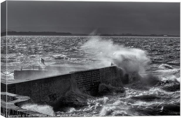 Burghead Pier in Storm Canvas Print by Tom McPherson