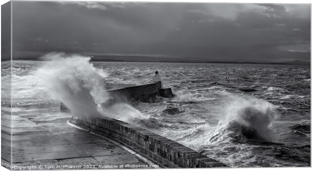 Storm over Burghead Pier Canvas Print by Tom McPherson