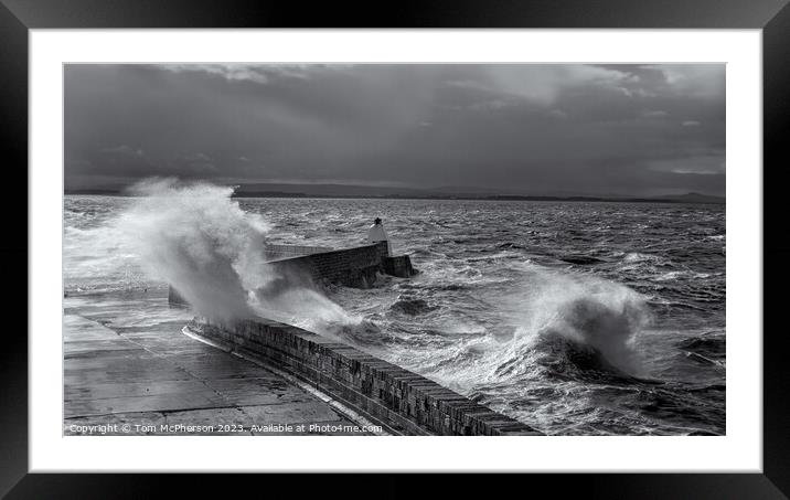 Storm over Burghead Pier Framed Mounted Print by Tom McPherson