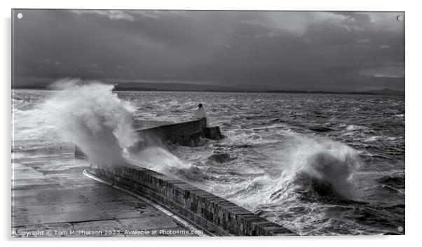 Storm over Burghead Pier Acrylic by Tom McPherson