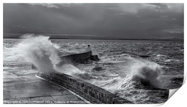Storm over Burghead Pier Print by Tom McPherson