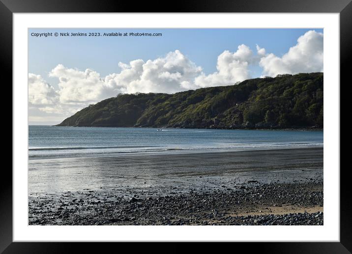 Seascape from the Waters Edge at Oxwich Bay Gower  Framed Mounted Print by Nick Jenkins