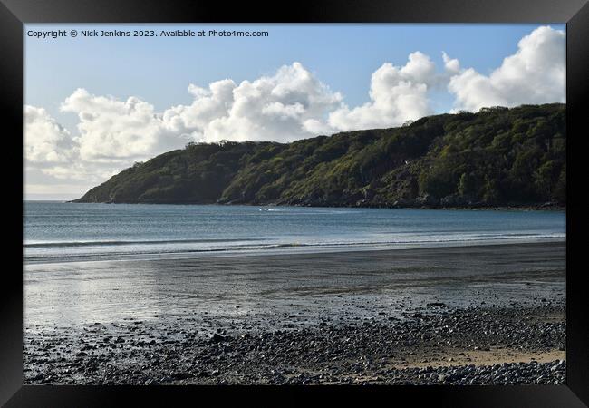 Seascape from the Waters Edge at Oxwich Bay Gower  Framed Print by Nick Jenkins