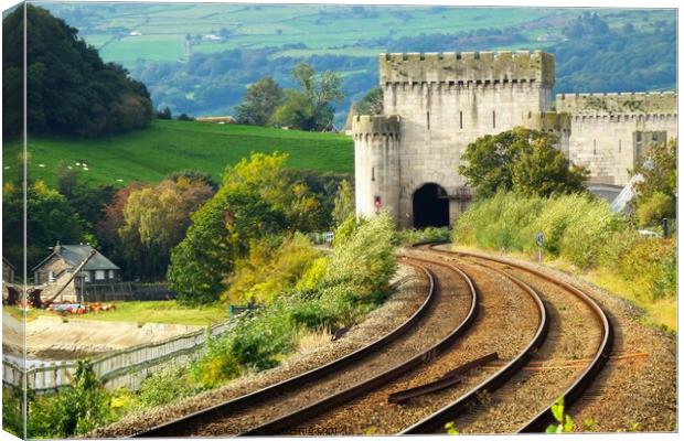 Conwy Castle railway line  Canvas Print by Mark Chesters