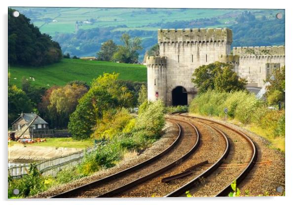 Conwy Castle railway line  Acrylic by Mark Chesters