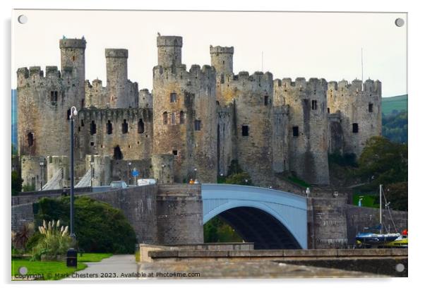 Conwy castle and road bridge Acrylic by Mark Chesters