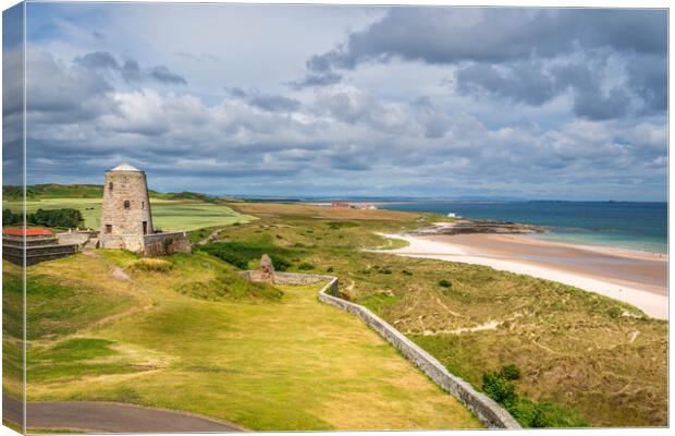 View from Bamburgh Castle Overlooking Northumberland's Coastal Beauty Canvas Print by Paul Grubb