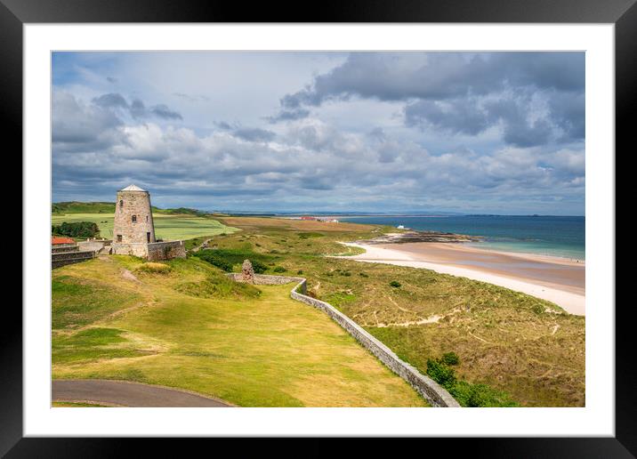 View from Bamburgh Castle Overlooking Northumberland's Coastal Beauty Framed Mounted Print by Paul Grubb